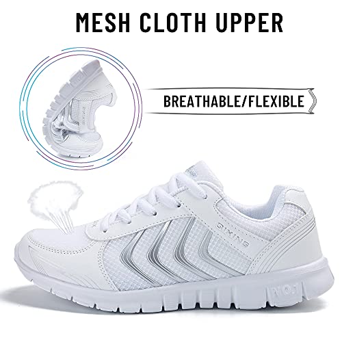 Duoyangjiasha Women's Athletic Road Running Mesh Breathable Casual Sneakers Lace Up Comfort Sports Student Fashion Tennis Shoes White #TOP3