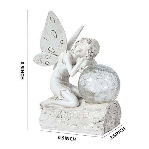 Invvni Garden Fairy Statue, Outdoor Yard Decor With Solar Powered Lights, Angel Statues & Sculptures With Crackle Glass Globe For Lawn Patio Garden Decorations #TOP1