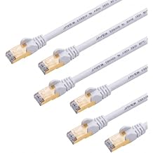 JAVEX CAT6A / CAT 7 Ethernet Patch Cable Network Internet Cord RJ45 Standard 600MHz 10Gbps UL Listed Jumper LAN for Modem Router Computer Switches 3 FT 6 Pack White