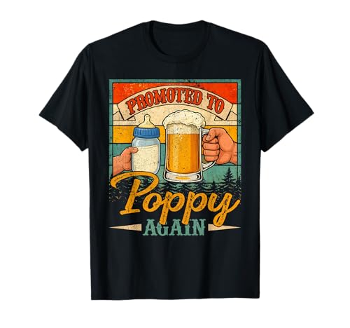 Promoted to Poppy Again Funny Fathers Day Men Grandfather T-Shirt