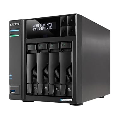 Asustor Lockerstor 4 Gen2+ AS6704T v2 4 Bay NAS, Intel Quad-Core CPU, Dual 5GbE Ports, 4GB DDR4, 4 M.2 SSD Slots, HDMI, Plex Media Server, Video Editing, Creator, Network Attached Storage (Diskless)