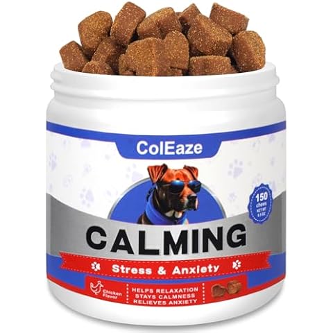 Dog Calming Chews 150 Count Dog Calming Treats Anxiety Relief for Dogs Sleep Calming Aid Suitable for Dog Separation Barking Chicken Liver Flavor Cover