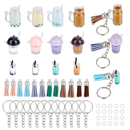 Mini porte-clés thé au lait coloré pour loisirs créatifs et charms de sac à main