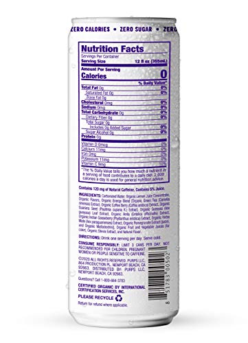 Purps Plant-Based Organic Energy Drink | Zero Calories | Zero Sugar | Non Gmo | 100% Natural Caffeine | Vegan | Keto-Friendly | Gluten-Free | 12 Oz (Pack Of 12) (Berry Superfruit) #TOP2