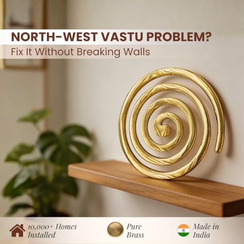 Image of Plus Value Brass Helix Vastu Remedies for North-West Missing Corner & Cuts, Kitchen, Main Door /Entrance, Toilet Vaastu Dosh /Defect Nivaran (3pcs)