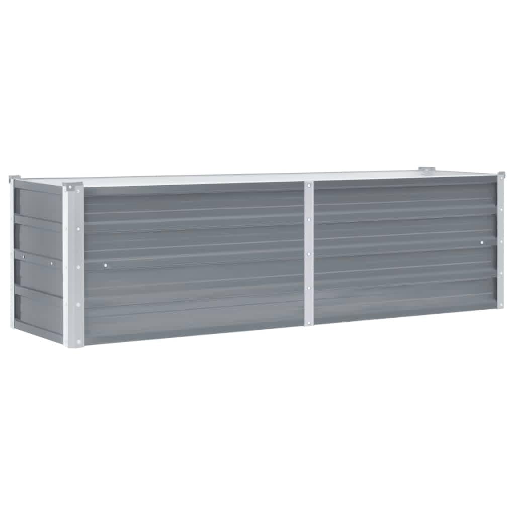 vidaXL Bac surélevé en Acier Galvanisé 160x40x45 cm, Gris, Bac à Plantes à Fond Ouvert, pour Jardin, Légumes et Herbes, Extérieur