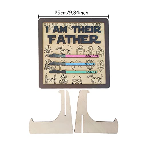 Personalized I Am Their Father Sign Fathers Day Dad Gifts Custom 1-7 Colors Names Light Sabers Wooden Sign Engraved Family Kids Names Desk Decor Plaque Gifts For Dad Papa Daddy Father Movie Fan #TOP5