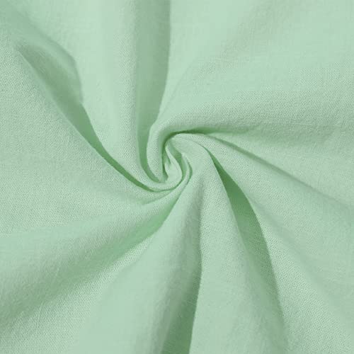 Jekaoyi Button Down Short Sleeve Linen Shirts For Men Summer Casual Cotton Spread Collar Beach Shirts (Green, Large) #TOP3