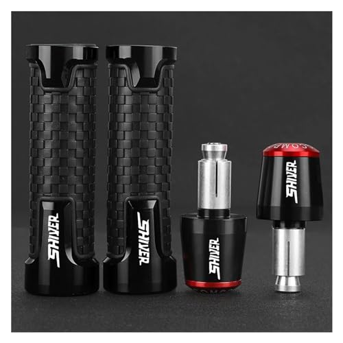 Motorradknopfgriff Für Apr@&Ilia Shiver SL 750 2007-2017 900 2018-2024 Shiver ABS-Lenkergriffe Griffgriffenden Stecker Schieberkappen(Black Black red)