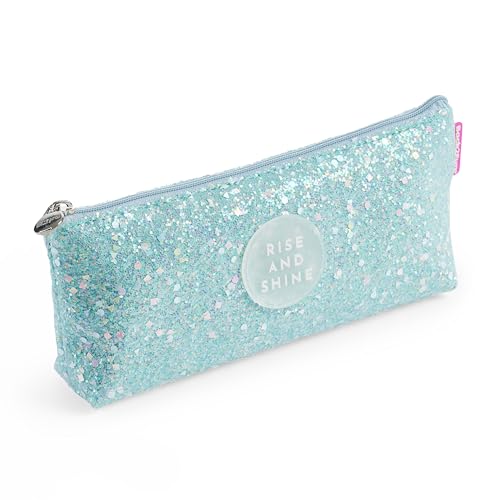Back2Fun - Trousse triangulaire brillante, Étui un compartiment, Taille 200 x 80 x 35 mm, Trousse à paillettes, Tirette en métal, Fermeture éclair, Papeterie...