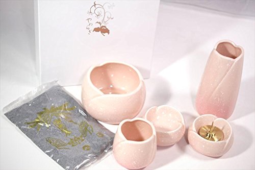 Amazon｜やわらぎ 佛具5点セット 中 さくら (香炉、湯呑、ローソク立