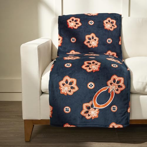 Vera Bradley Women's Fleece NFL Oversized Throw Blanket (Multiple Teams Available), Chicagobearsonnavy/Orangebandana, One Size - image 3