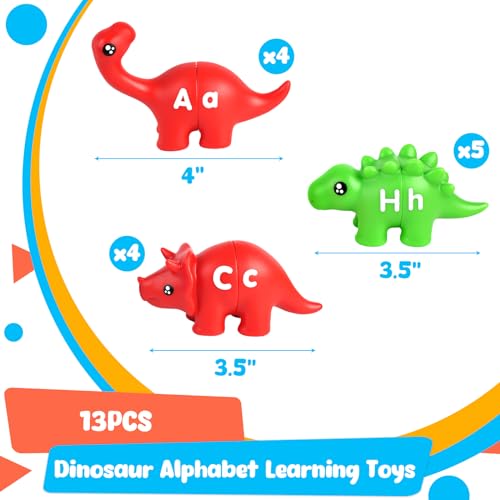 Shindel 26PCS Double-Sided Dinosaur Alphabet Matching Toy, Uppercase and Lowercase Letters for Fine Motor Skills Montessori Learning in Preschoolers - Thumbnail 2