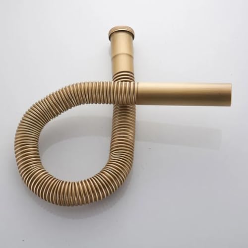 Trampa de drenaje para fregadero, sifón de cobre macizo de latón antiguo para accesorios de fontanería de cocina y baño, elegante solución de tubería de residuos