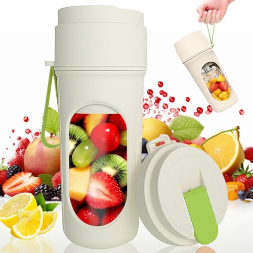 SKJJM Mini Blender Smoothie, 450 ml Mixeur Portable pour Smoothie Petit, Forte Puissance De Coupe avec 12 Lames, Rechargeable USB Mixer Portable, Sans BPA, Mixeur...