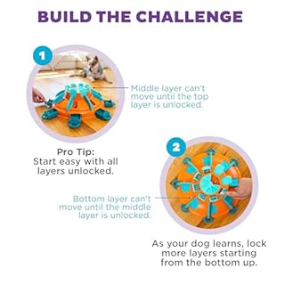 Outward Hound by Nina Ottosson Tower of Treats Level 4 Expert Dog Treat Puzzle for Enrichment, Orange