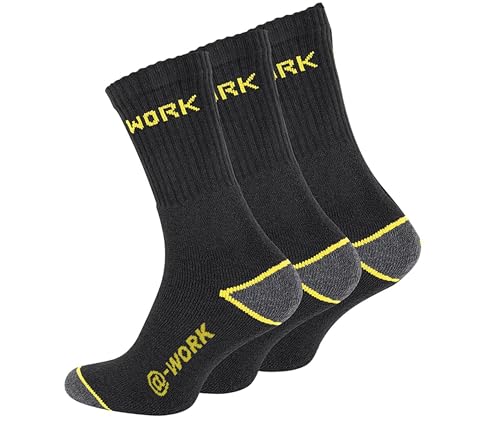 Clossy London Lot de 12 paires de chaussettes de travail épaisses et épaisses pour homme - Taille 39-45 - Coussin respirant confortable pour la randonnée, la marche, le sport, Lot de 3, 6-11