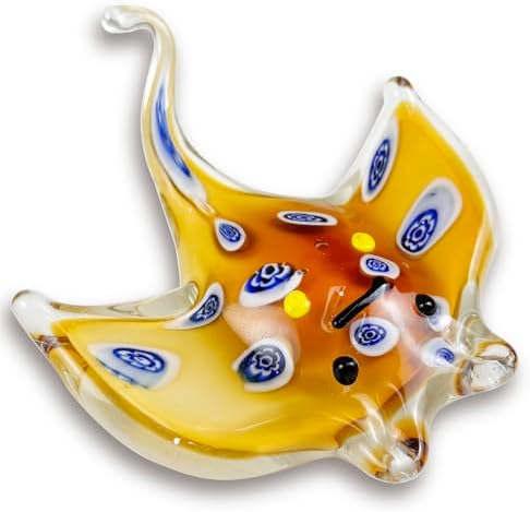 Crystal Ray Fish Figurine Hand Blown Glass Manta Ray Statue Collectibles Ocean A