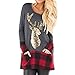 Produktbild VEMOW Elegant Damen Frauen Herbst Casual Plaid Druck Tunika Patchwork Shirt Langarm Casual Täglich Outdoors Tops Bluse(X1-Dunkelgrau, 36 DE/M CN)