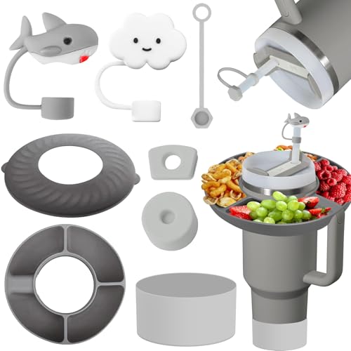 Sunshine smile 8 Stück Snackteller mit Deckel für Stanley Cup 40oz,Stanley Cup Snackschale, Zubehör Stanley Cup,Silikonh...