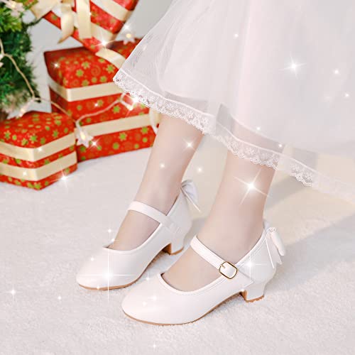 Image of Dufannie Girls Dress Shoes Princess Flats Heels for Toddler Little Big Kids