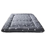 Grey Triangle Japanese Floor Futon Mattress, Tatami Floor Mat Portable Camping Mattress Kids Sleeping Pad Foldable Roll Up Floor Lounger Pillow Bed Full Size with Mattress Protector Cover