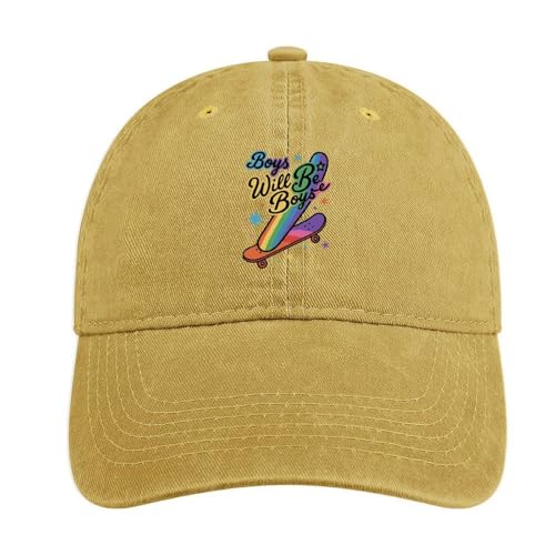Rainbow Skateboard Boys Will Be Boys Hat Baseball Cap Adjustable Unisex