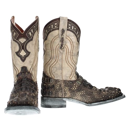 Vaccari Men's Alexander Genuine Natural Alligator Head Cut Broad Square Toe Western Cowboy Boots2