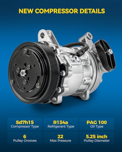 Image of PHILTOP 4825AFT Air Conditioner AC Compressor with Clutch for Dodge Dakota 2000-2001 4.7L,Durango 2000-2001 4.7L