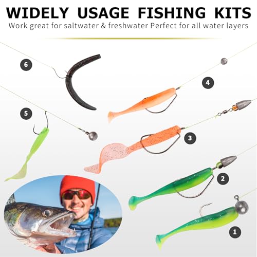 TRUSCEND Complete Fishing Accessories - Tackle Box with Tackle Included, Fishing Hooks, Jig Heads, Sinkers, Weights, Swivels, Snaps, Bobbers, Leaders - Fishing Gear Set for Bass Trout Panfish Walleye by TRUSCEND - Image 4