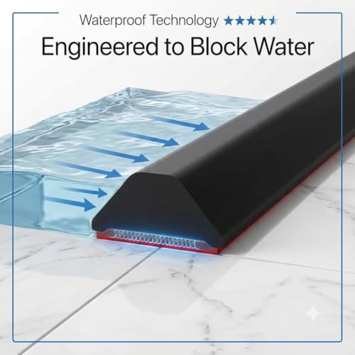 Image of Silicone Shower Water Barrier Strip 2 Meter, Flexible Bathroom Water Dam with Self Adhesive Tape & Sealant, Waterproof Floor Threshold Strip for Shower, Bathtub, Kitchen & Wet Areas