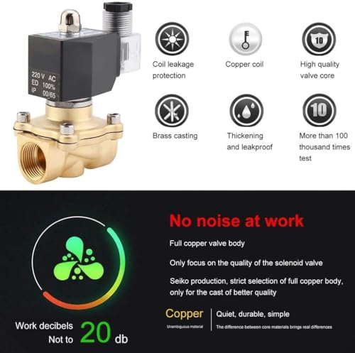 Électrovanne 3/4 220V en cuivre pur à action directe robuste - 4
