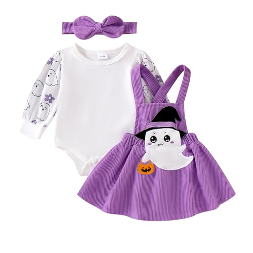 Newborn Baby Girl Halloween Outfit Long Sleeve Romper Dress Suspender Skirt Christmas Overalls Fall Clothes