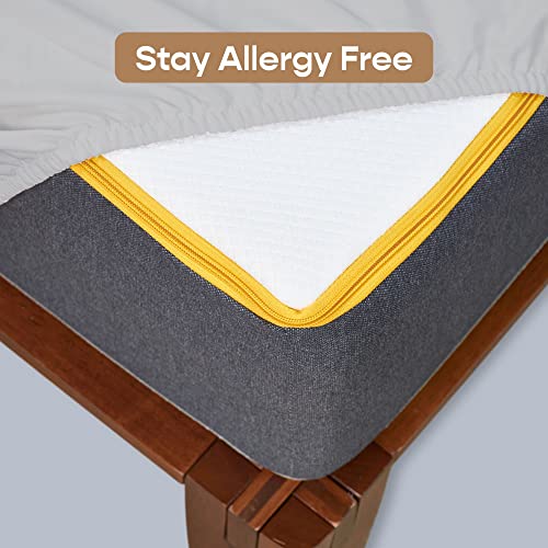 Image of SleepyCat Waterproof Ultra Soft Mattress Protector | Cotton Feel Fitted Cover for Double Bed | Breathable, Hypoallergenic & Durable Protection | 75x48 Inches | Grey