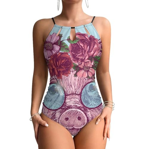 Maillot de bain une pièce cochon femme monokini beachwear confortable gainant