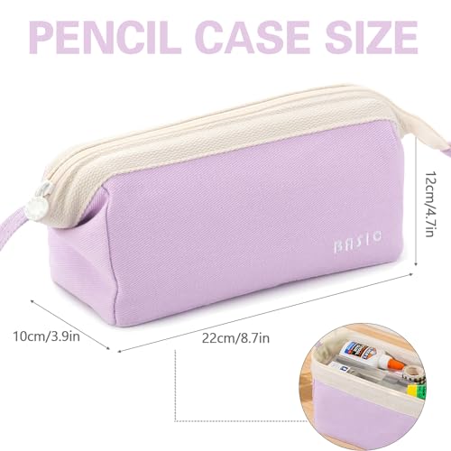 Image of MAMUNU Large Pencil Case Wide Opening - Big Capacity Pencil Pouch for Girls Boys - Portable Stationery Pen Bag for School Office College Teens Students Adults, Purple