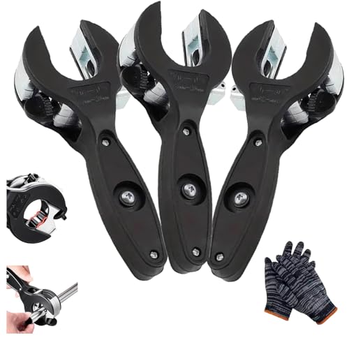 One-Hand Ratchet-Type Pipe Cutter, Ratchet-Type Pipe Cutter, Fast Pipe Cutting Tool for Copper, PVC, Aluminum, Steel Pipes, Lightweight Design for Workshop, Home Use (Mix*3PCS)