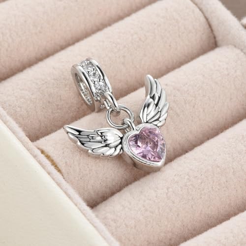 Abalorio de alas de ángel que no pierde brillo, compatible con pulseras Pandora 3