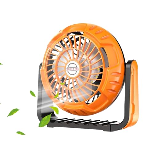 Ventilador de campamento recargable, ventilador recargable con luz | 3 velocidades ventilador recargable impermeable con gancho de colgantes | Accesorios para acampar, enfriamiento de aire portátil pa