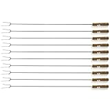 Doppelte Spitze 10 St. Grillspieß Holzgriff Lagerfeuer Stahl Fleisch Spieß Grillbesteck 100 cm