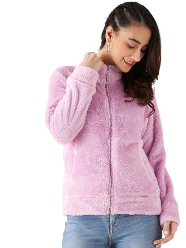 Image of Modeve Women Solid Full Sleeve Fur Standard Length Jacket For Winter