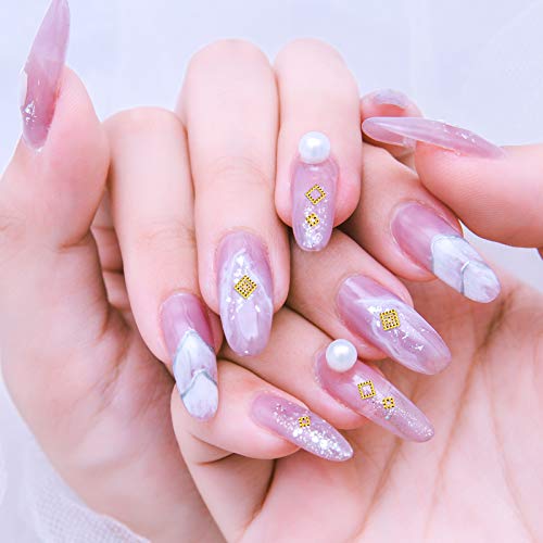 Gukasxi 3D Nail Art Charms Nail Jewels Supplies 1000 Pcs Gold Metal Punk Square Rivet Gems Nail Art Jewels Decal 2 Sizes… – Bild 7