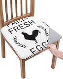 Savannan Dining Room Chair Seat Covers, Farm Eggs Farmhouse Chicken Cock Silhouettes Removable Stretch Chair Seat Cushion Slipcovers Protector for Holiday Party Festival Decoration, Set of 6