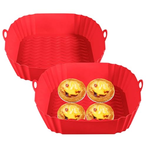 Missmisq エアフライヤー用 シリコーン ライナー - 20cm エアフライヤー 用 再利用可能 ライナー,くっつかない 長方形パン 交換用マット 温め スナック作り オーブン キッチン ベーキング グリル ローストに | 調理 グリル 焼く ロース