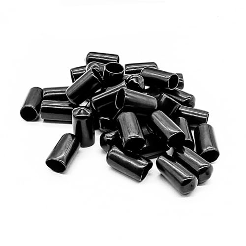 Image of Hordion 100Pcs 3 /8 Inch Rubber End Caps, 10mm Round Rubber Caps | Screw Thread Protectors, Black Bolt Screw Vinyl Caps, Round Tube Bolt Cap Cover Thread Protectors Safety Cover
