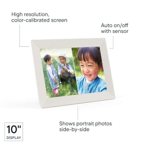 Image of Aura HD Digital Picture Frame | Carver: The Best Frame for Gifting (White Ash, 10 inch)