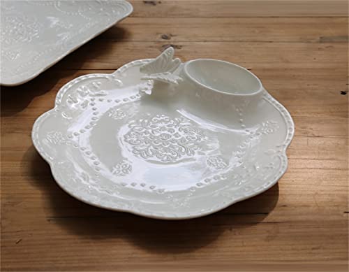 Plato de cerámica para dumplings con diseño mariposa 9.8 pulg miniatura 2