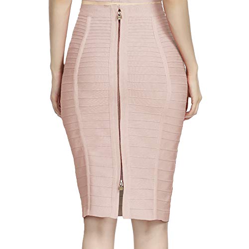 Women's High Waist Knee Length Stripe Bandage Pencil Skirt