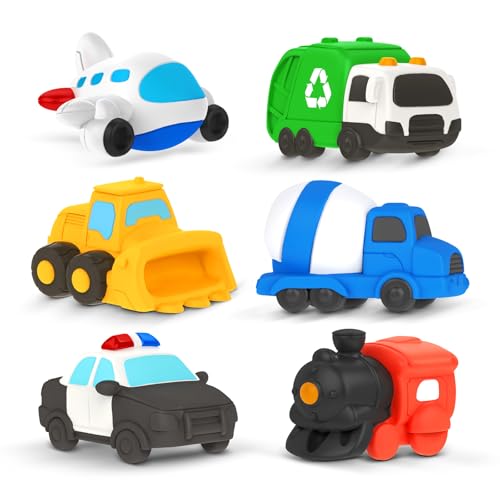 6 PCS Vehicle Floating Bath Toys Mold Free Infant Bath Tub Toys for 12 Months – No Hole Bathtub Toys for Toddlers 1-3 Water Pool Toys for Baby Toddler Ages 1+