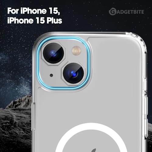 Image of GadgetBite Snaptra Octagon Lens Protector Compatible With iPhone 15 & iPhone 15 Plus - 9H Tempered Glass Camera Cover with Metal Ring, Scratch-Resistant,Camera Lens Protection - Silver